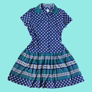 Vintage 1970s Lorac Original Bold Print Dress